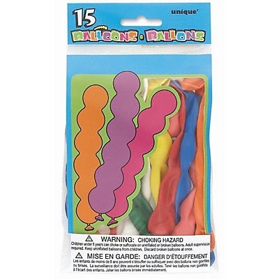 slide 1 of 1, Unique Industries Squiggly Balloons, 15 Count, 1 ct
