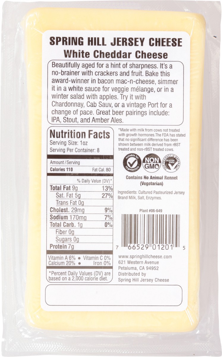 slide 7 of 12, Spring Hill Jersey Cheese White Cheddar Cheese 8 oz, 8 oz
