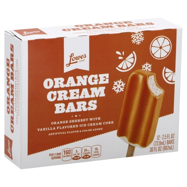 slide 1 of 1, Lowes Foods Ice Cream Bars Orange Cream 12 Count, 30 oz