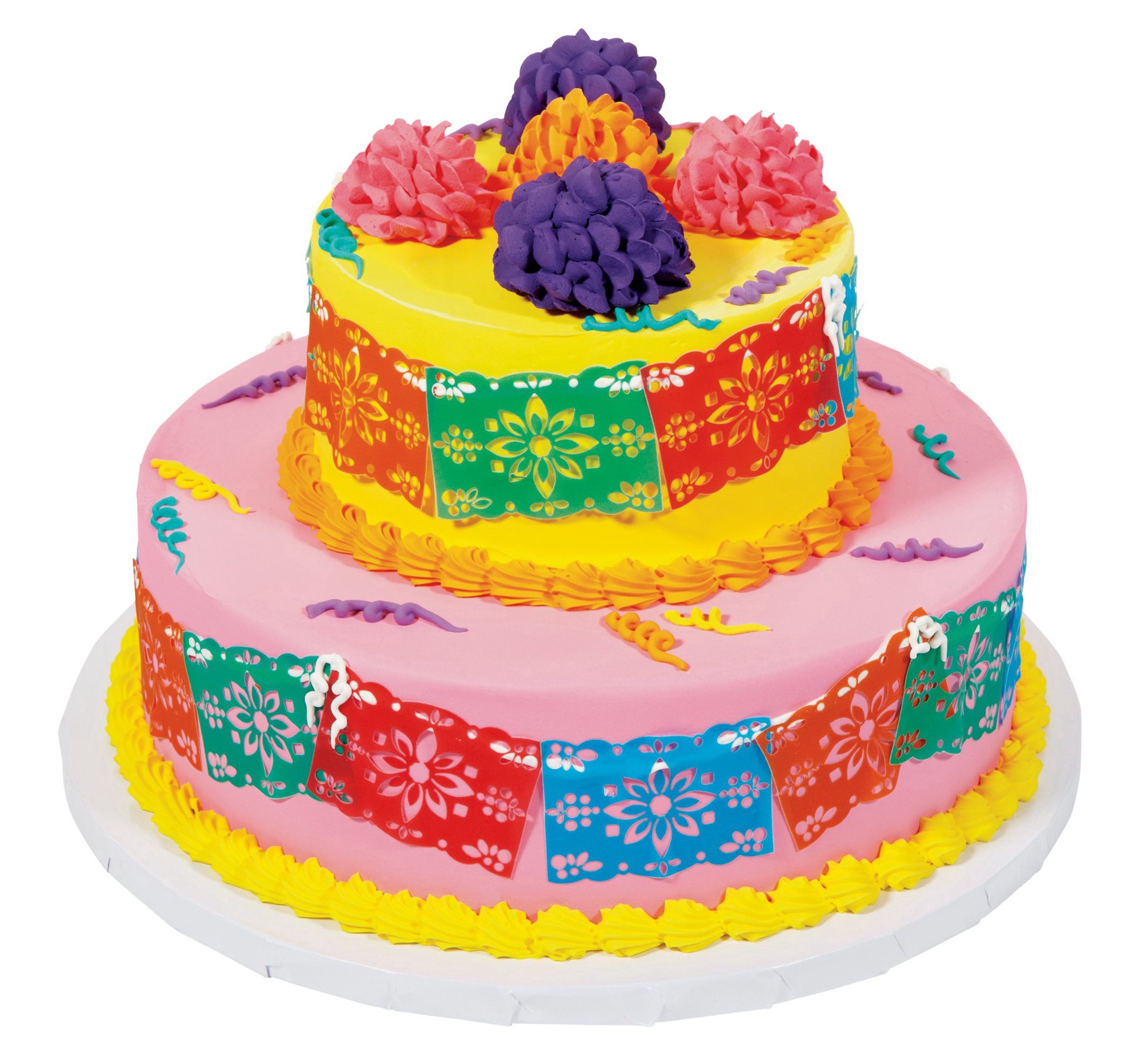 slide 1 of 1, H-E-B Bakery Papel Picado 2 Tier Cake, 6&quot; and 10&quot; Cake