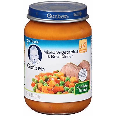 slide 1 of 1, Gerber Nutritious Dinner, Mixed Vegetables & Beef, 6 oz