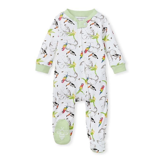 slide 1 of 1, Burt's Bees Baby Newborn Flying Tropics Organic Cotton Sleep'N Play Footie - Mint, 1 ct