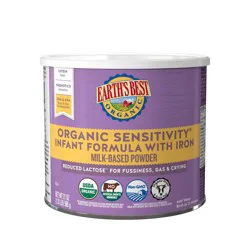 Earth's Best Organic Sensitivity Infant Formula with Iron 21 oz Canister