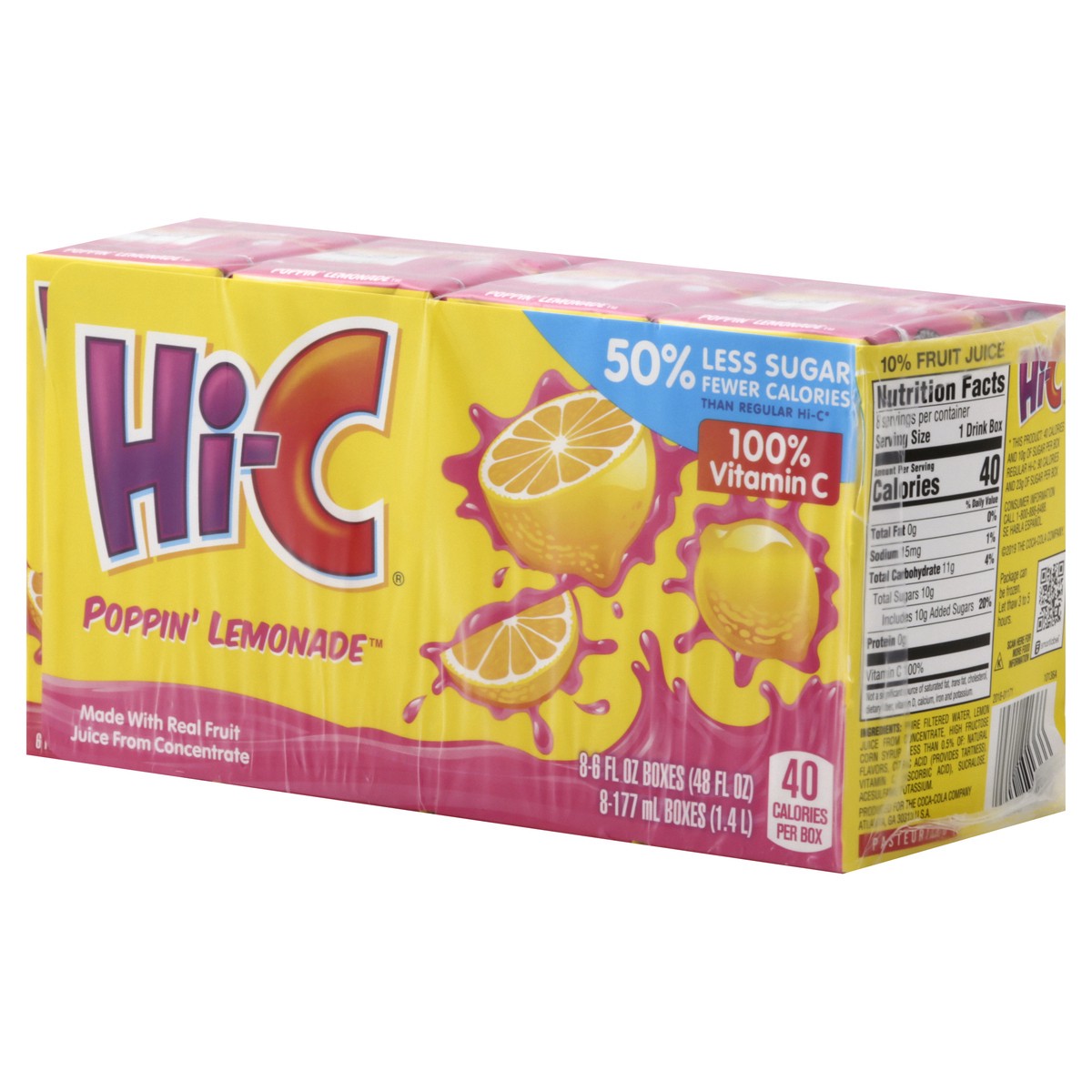 slide 3 of 10, Hi-C Poppin Lemonade Cartons- 8 ct, 48 oz