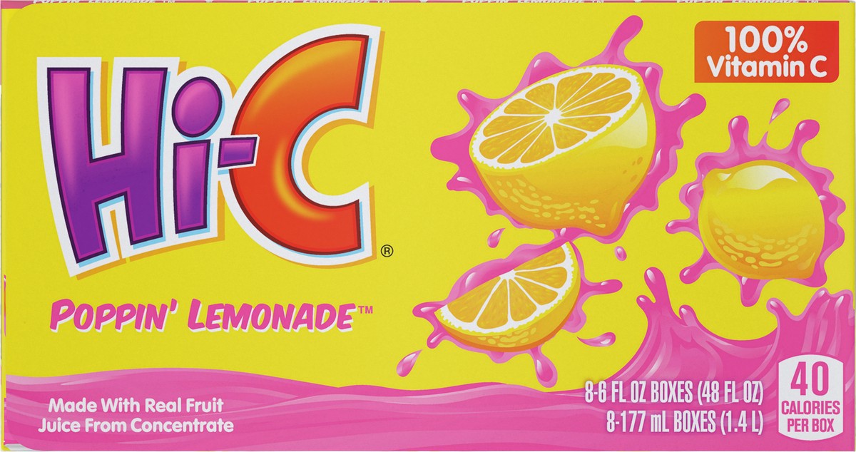 slide 1 of 10, Hi-C Poppin Lemonade Cartons- 8 ct, 48 oz