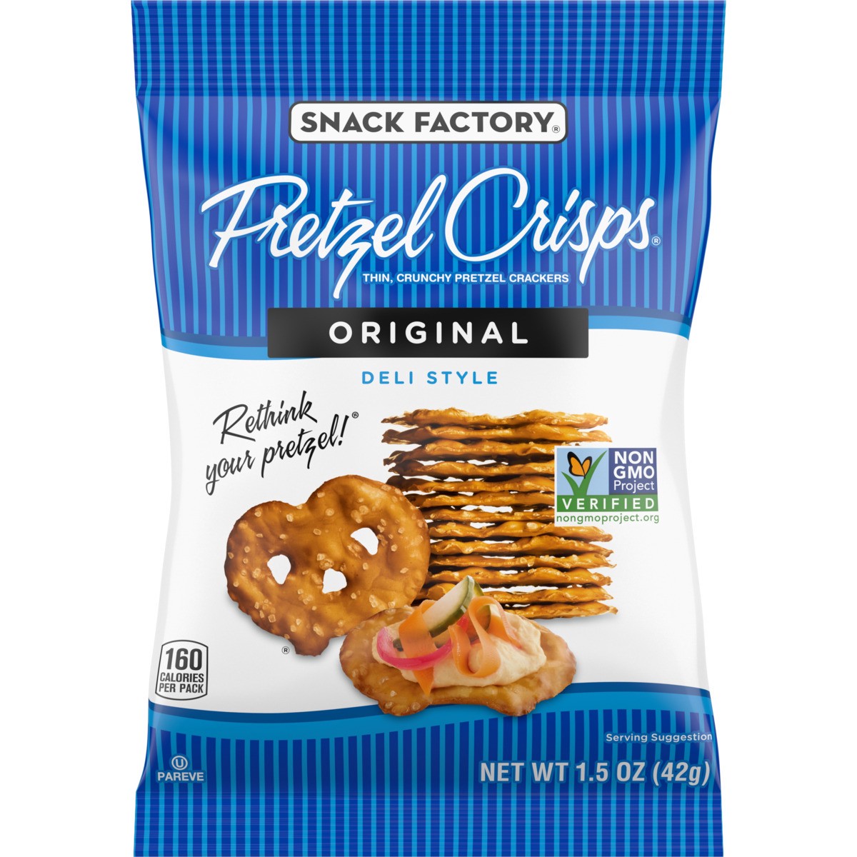 slide 1 of 5, Snack Factory Original Flavor Pretzel Crisps, 1.5 oz