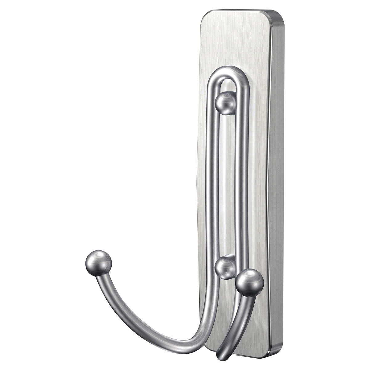 slide 3 of 4, 3M Command Bath Large Double Hook Satin Nickel, 4.03 in x 2.35 in x 1.68 in