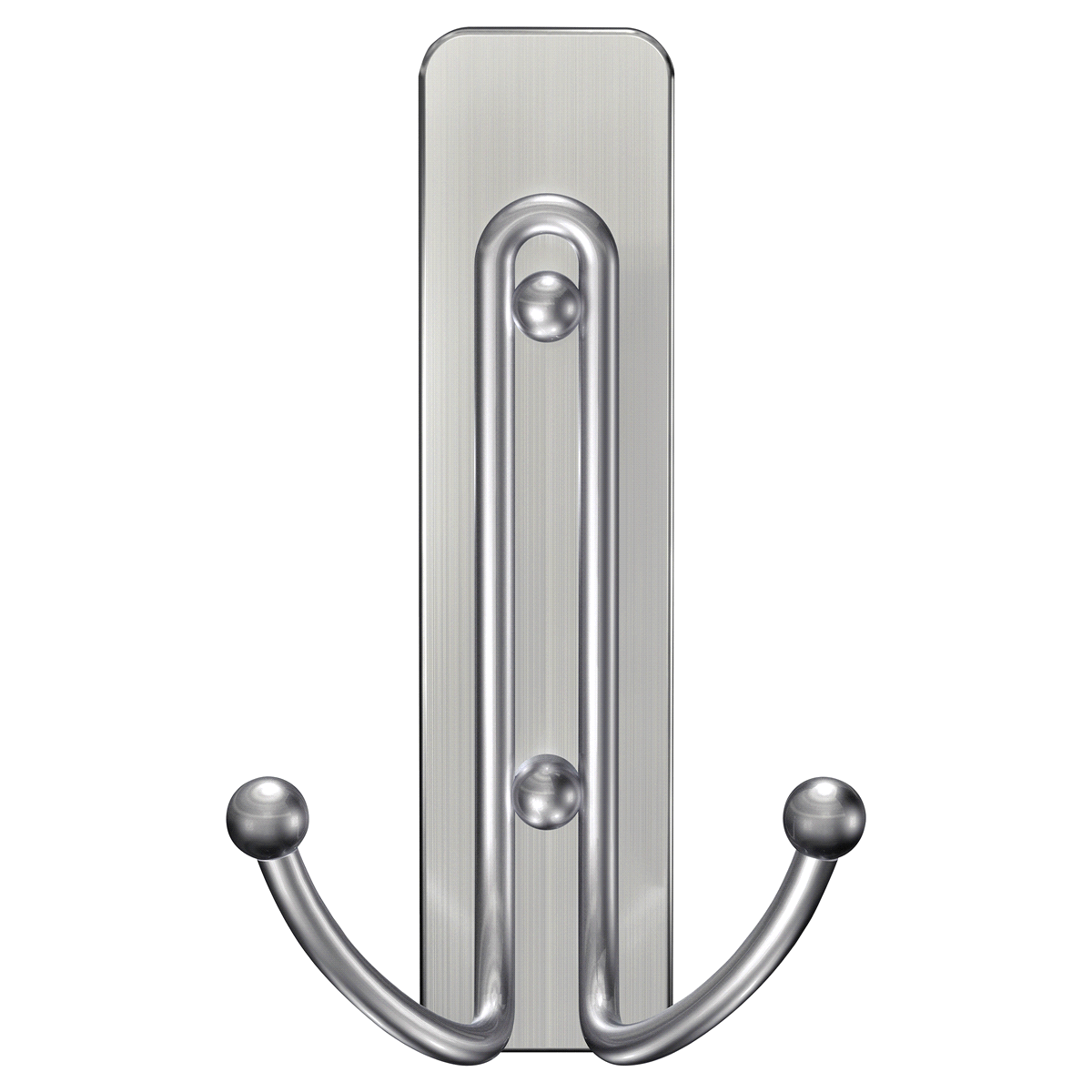 slide 4 of 4, 3M Command Bath Large Double Hook Satin Nickel, 4.03 in x 2.35 in x 1.68 in