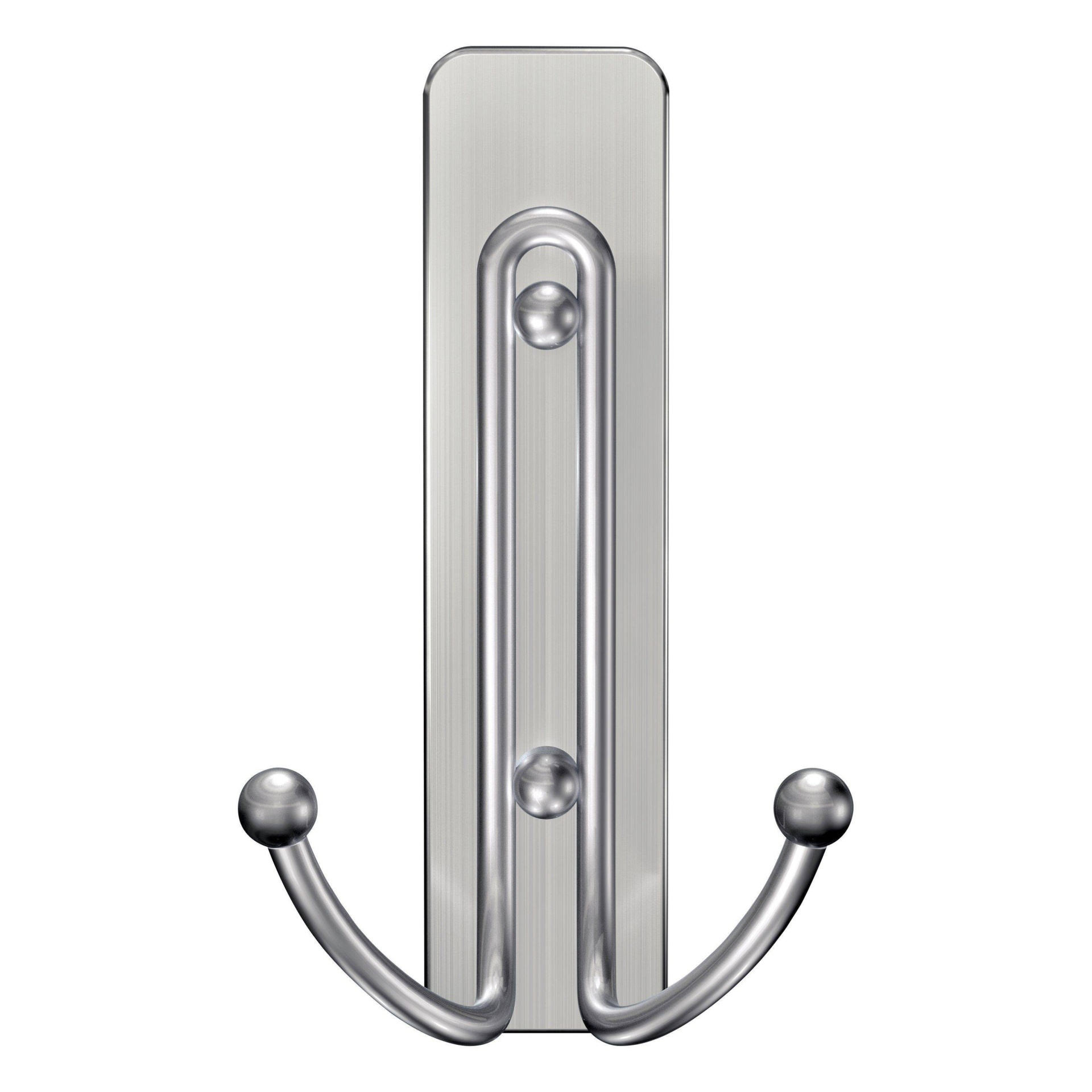 slide 1 of 4, 3M Command Bath Large Double Hook Satin Nickel, 4.03 in x 2.35 in x 1.68 in