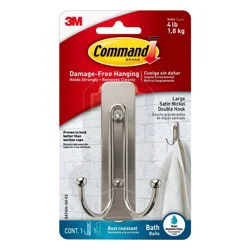 Command Satin Nickel Double Hook Large 1 ea