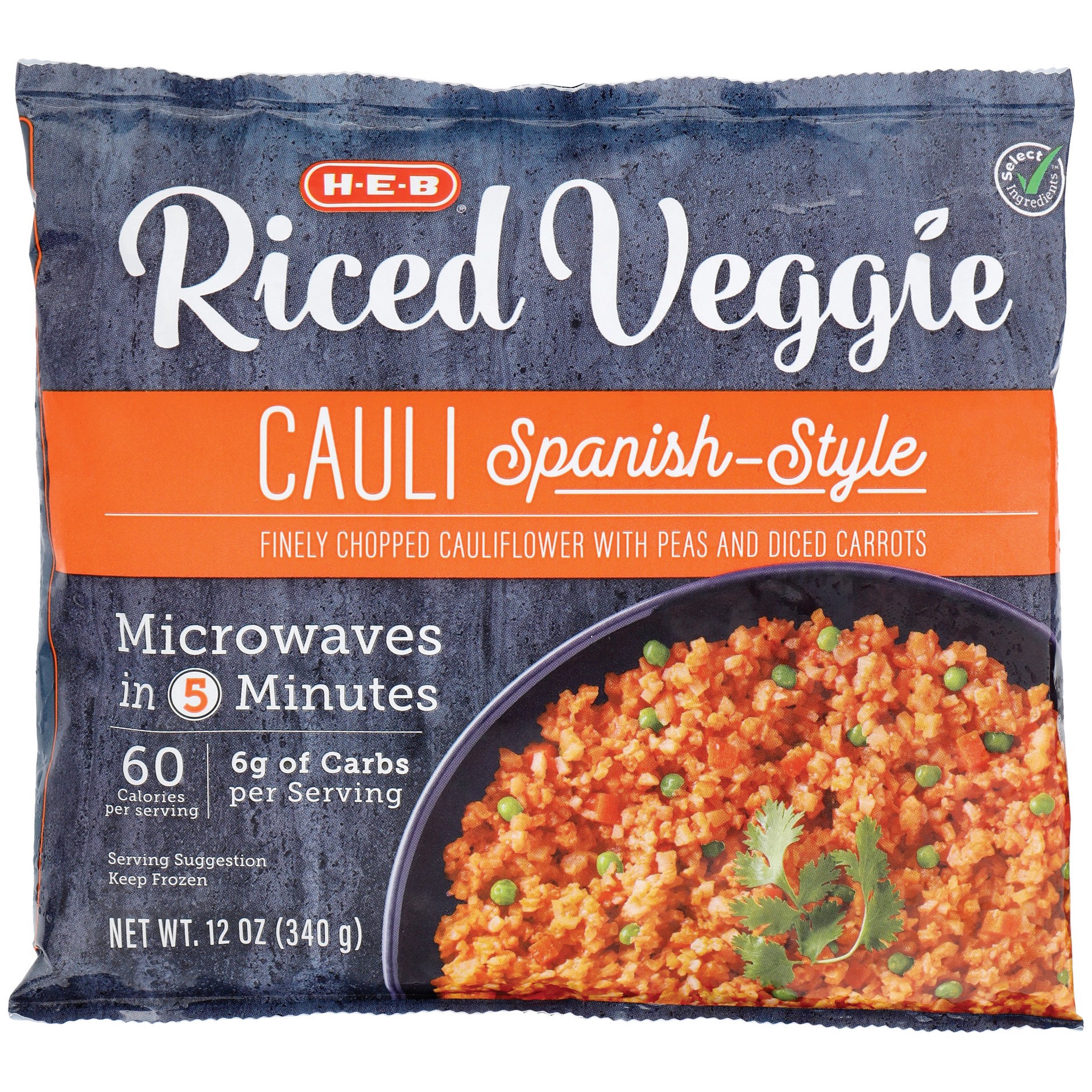 slide 1 of 1, H-E-B Frozen Riced Veggie Spanish-Style Cauli Rice, 12 oz