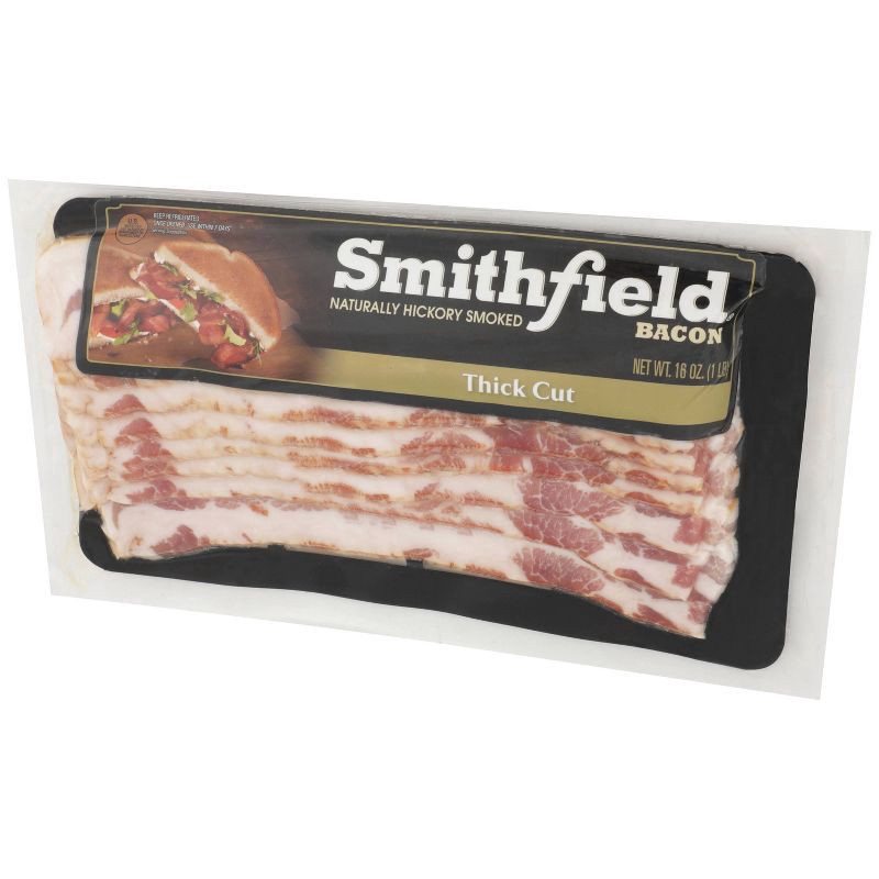 slide 3 of 3, Smithfield Thick Cut Naturally Hickory Smoked Bacon 16 oz, 16 oz