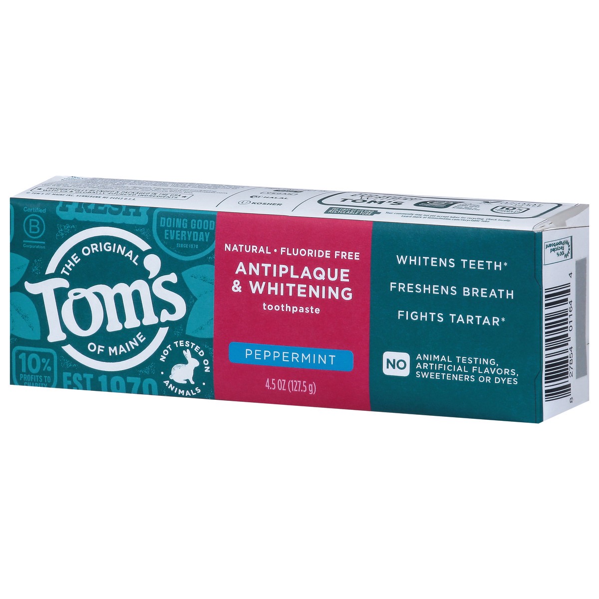 slide 16 of 16, Tom's Tom’s of Maine Antiplaque and Whitening Toothpaste, Fluoride Free, Peppermint, Single, 4.5 Oz, 4.5 oz