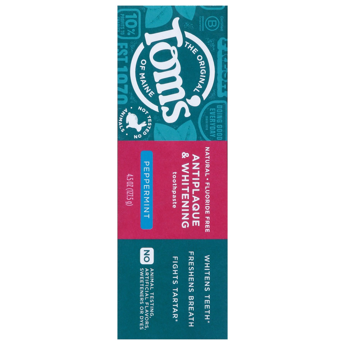 slide 8 of 16, Tom's Tom’s of Maine Antiplaque and Whitening Toothpaste, Fluoride Free, Peppermint, Single, 4.5 Oz, 4.5 oz