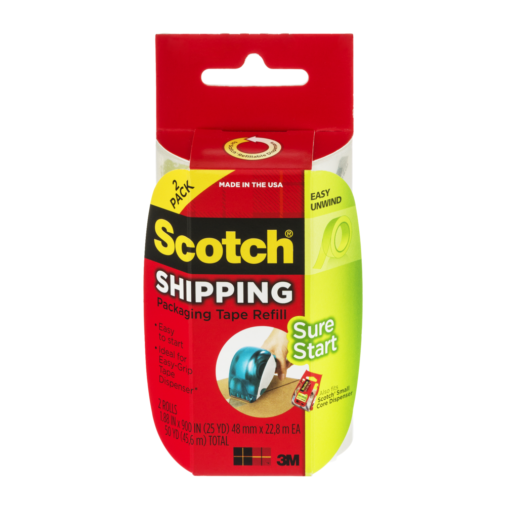 slide 1 of 1, Scotch Shipping Packaging Tape Refills, 2 ct; 1.88 in x 900 in