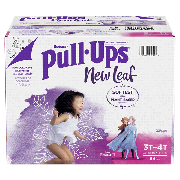 slide 1 of 1, Pull-Ups New Leaf Girls' Disney Frozen Potty Training Pants, 3T-4T (32-40 lbs), 54 Ct, 54 ct