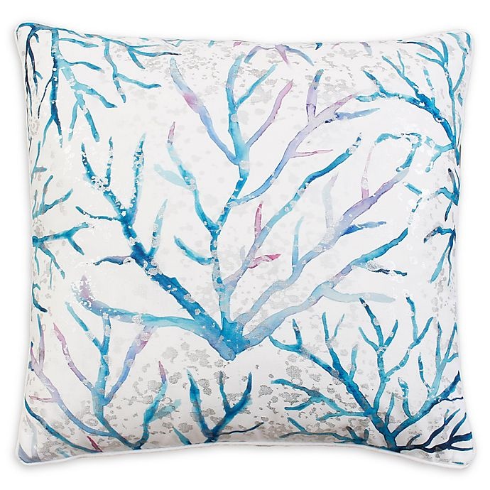 slide 1 of 1, Thro Tongal Coral Square Throw Pillow - Blue/White, 1 ct