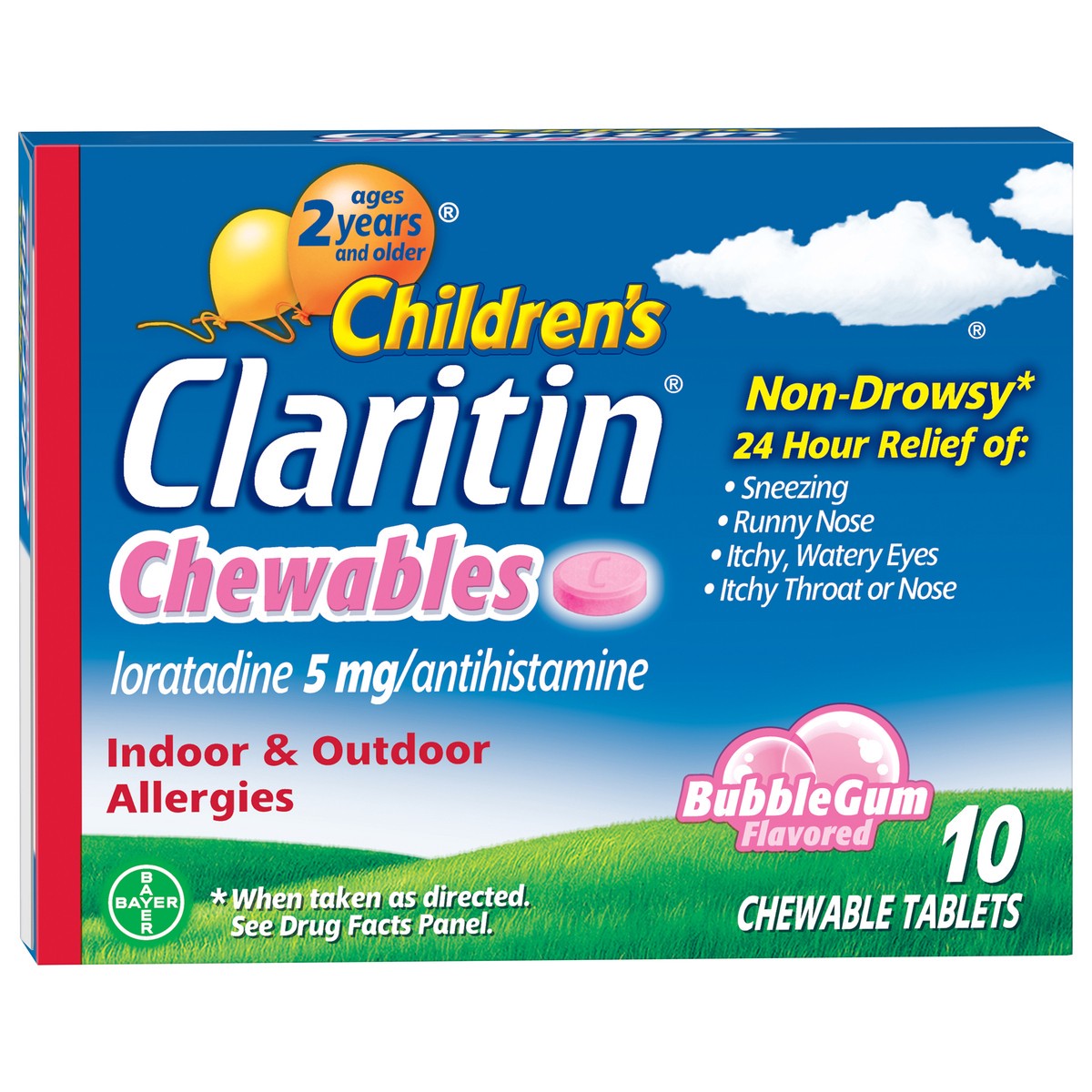 slide 2 of 7, Claritin Bubble Gum Child Chew Tabs, 10 ct