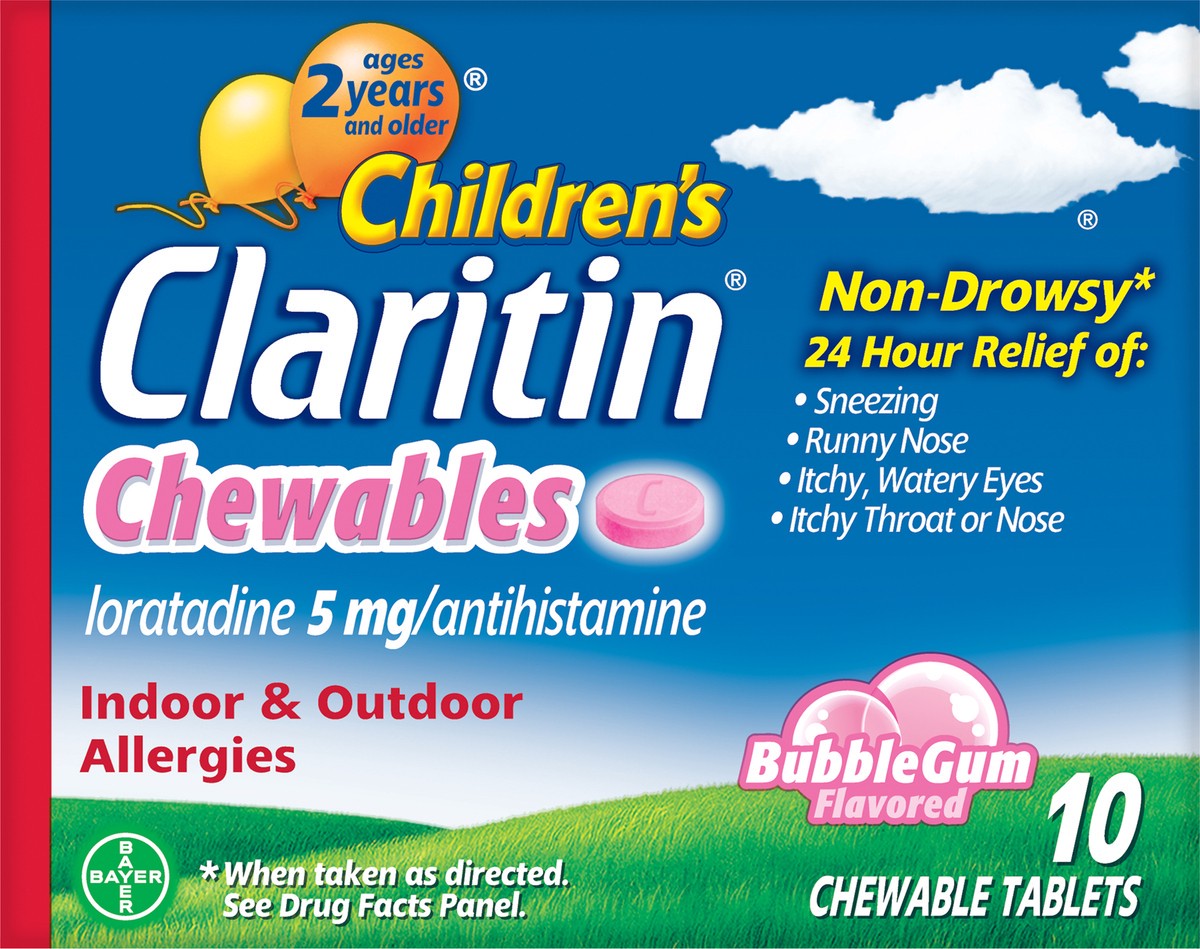 slide 5 of 7, Claritin Bubble Gum Child Chew Tabs, 10 ct