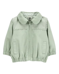 Oshkosh Baby Zip-Up Eyelet Woven Jacket Green 18M