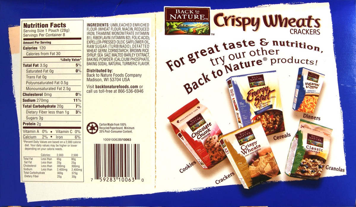 slide 6 of 6, Back to Nature Crackers Crispy Wheat, 8 oz