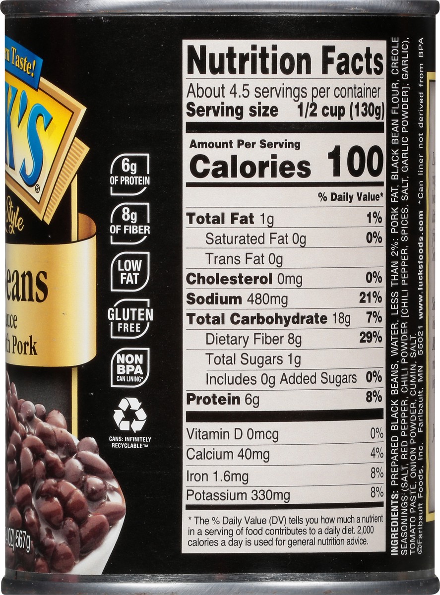 slide 3 of 12, Luck's Seasoned with Pork Southern Style Black Beans in Creole Sauce 20 oz, 20 oz