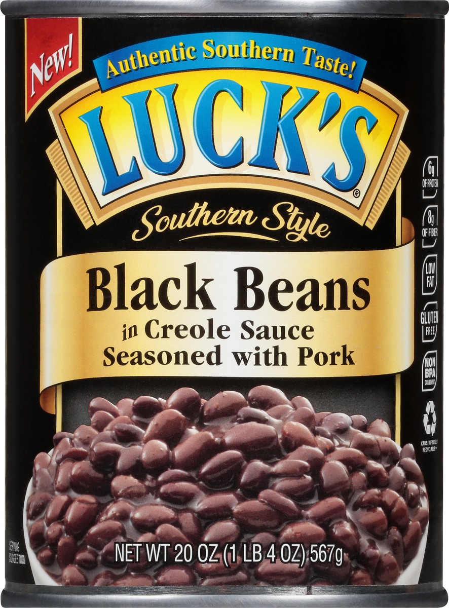 slide 12 of 12, Luck's Seasoned with Pork Southern Style Black Beans in Creole Sauce 20 oz, 20 oz