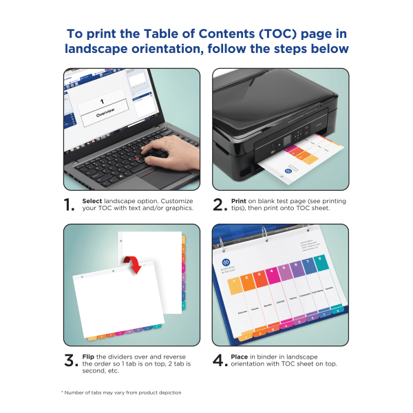 slide 4 of 9, Avery® Ready Index® Dividers, Jan-Dec Tab & Customizable Table of Contents, 8-1/2"" x 11"", Multicolor, 12 Dividers Per Pack, Set Of 6 Packs, 1 ct