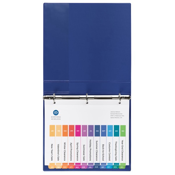 slide 8 of 9, Avery® Ready Index® Dividers, Jan-Dec Tab & Customizable Table of Contents, 8-1/2"" x 11"", Multicolor, 12 Dividers Per Pack, Set Of 6 Packs, 1 ct