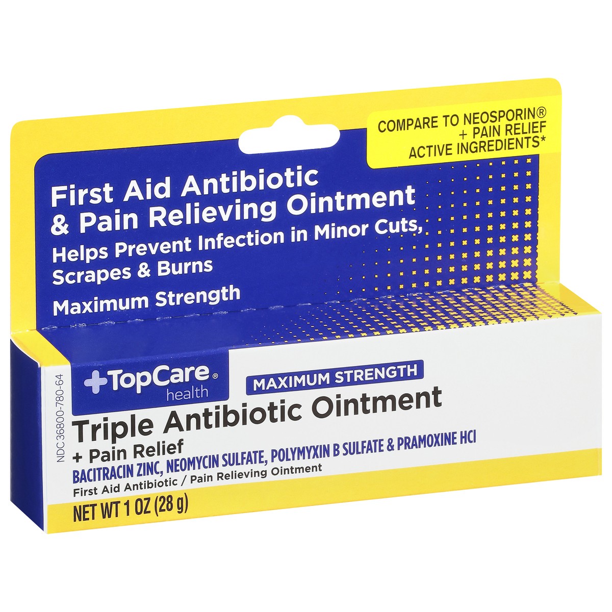 slide 2 of 9, TopCare Health Maximum Strength Triple Antibiotic Ointment + Pain Relief 1 oz, 1 oz