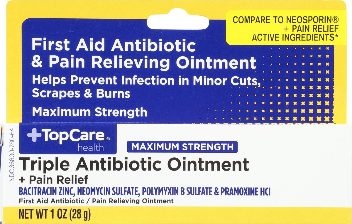 slide 6 of 9, TopCare Health Maximum Strength Triple Antibiotic Ointment + Pain Relief 1 oz, 1 oz