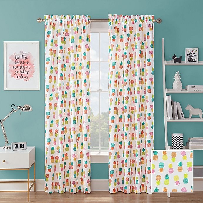 slide 1 of 5, Waverly Fineapple Rod Pocket Room Darkening Window Curtain Panel, 63 in