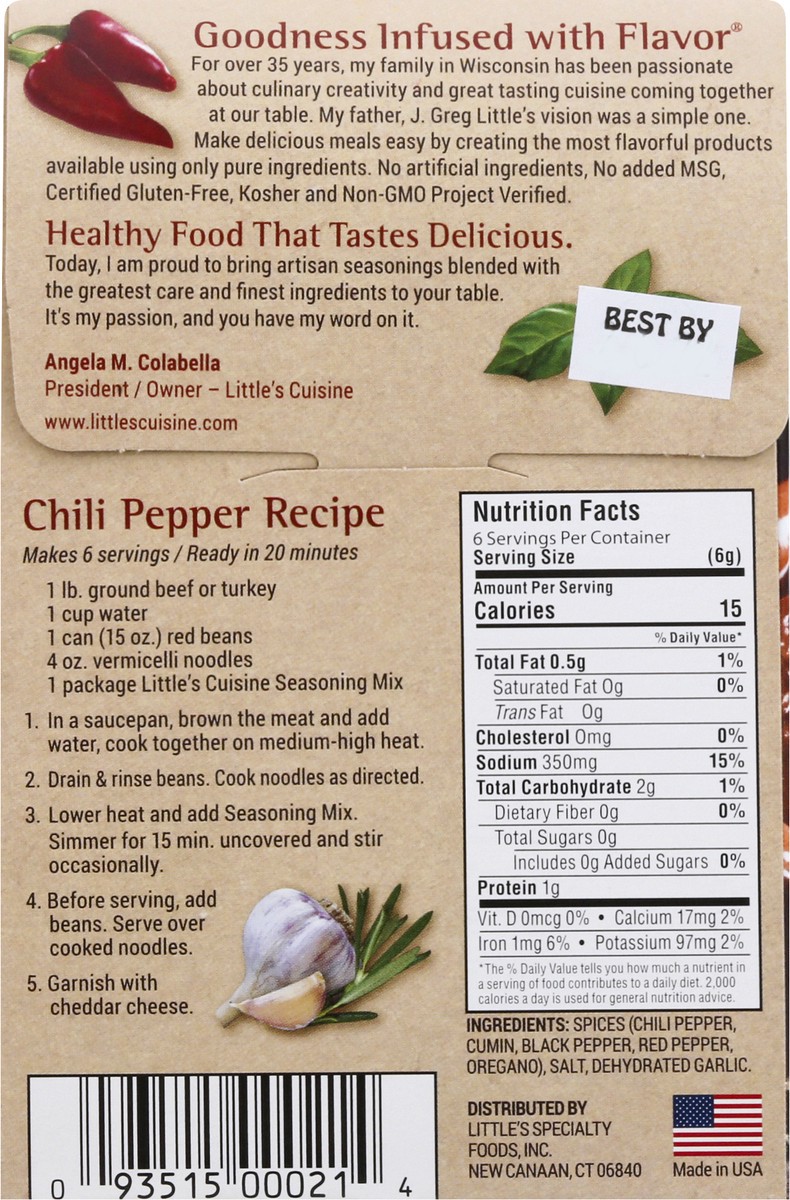 slide 7 of 11, Little's Cuisine Original Chili Seasoning Mix 1.25 oz, 1.25 oz