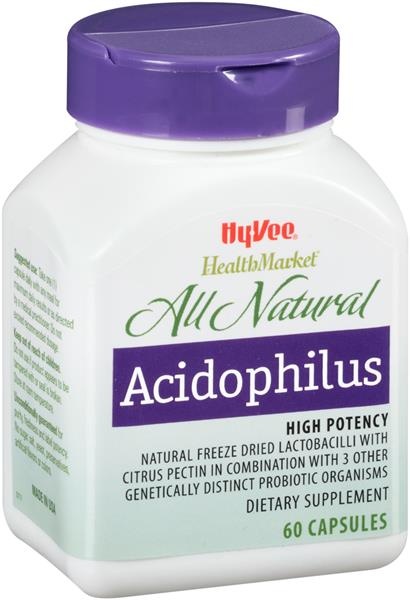 slide 1 of 1, Hy-Vee HealthMarket Acidophilus Capsules, 60 ct