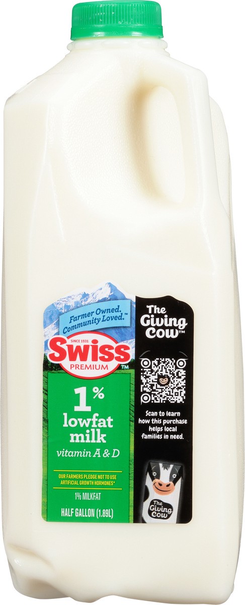 slide 1 of 14, Swiss 1% Lowfat Milk 0.5 gl, 1/2 gal