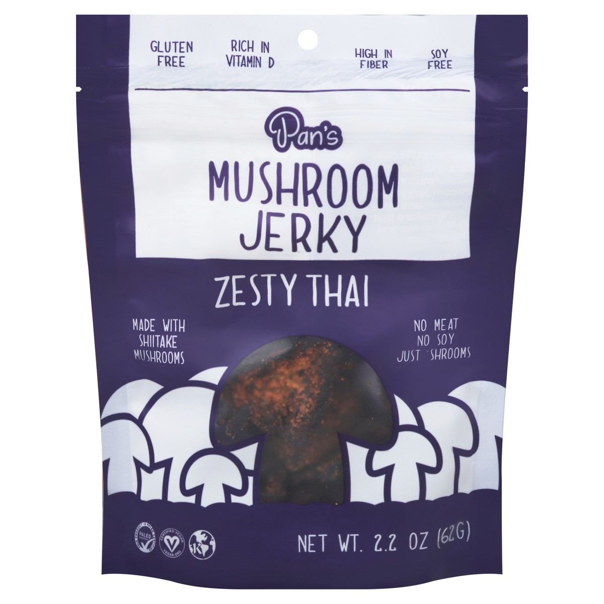 slide 4 of 14, Pan's Zesty Thai Mushroom Jerky 2.2 oz, 2.2 oz