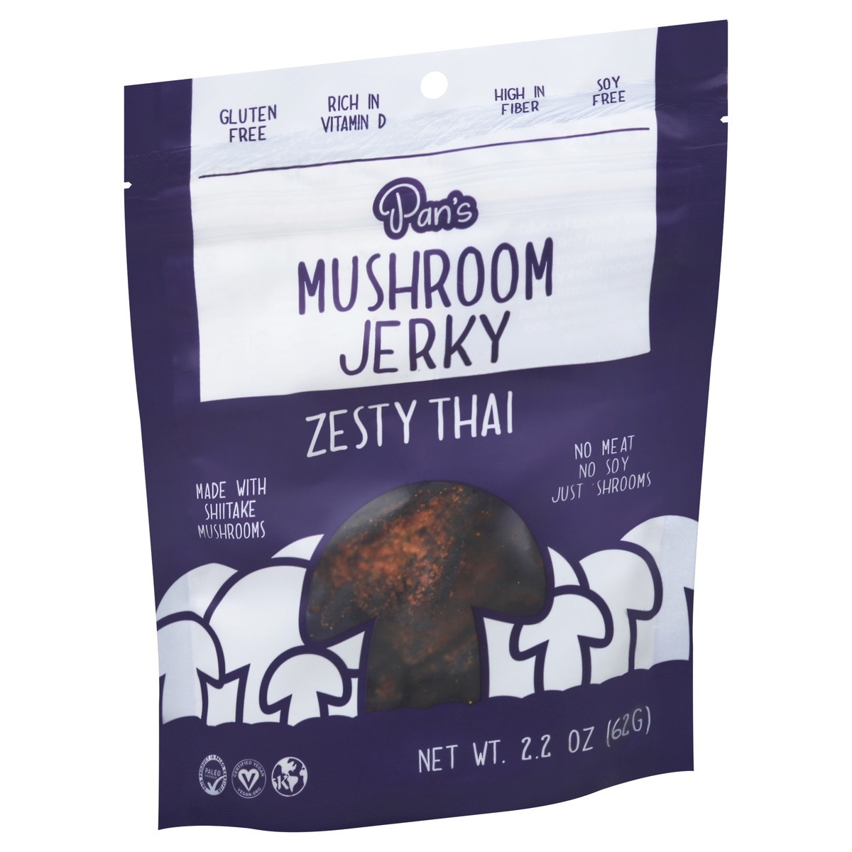 slide 5 of 14, Pan's Zesty Thai Mushroom Jerky 2.2 oz, 2.2 oz