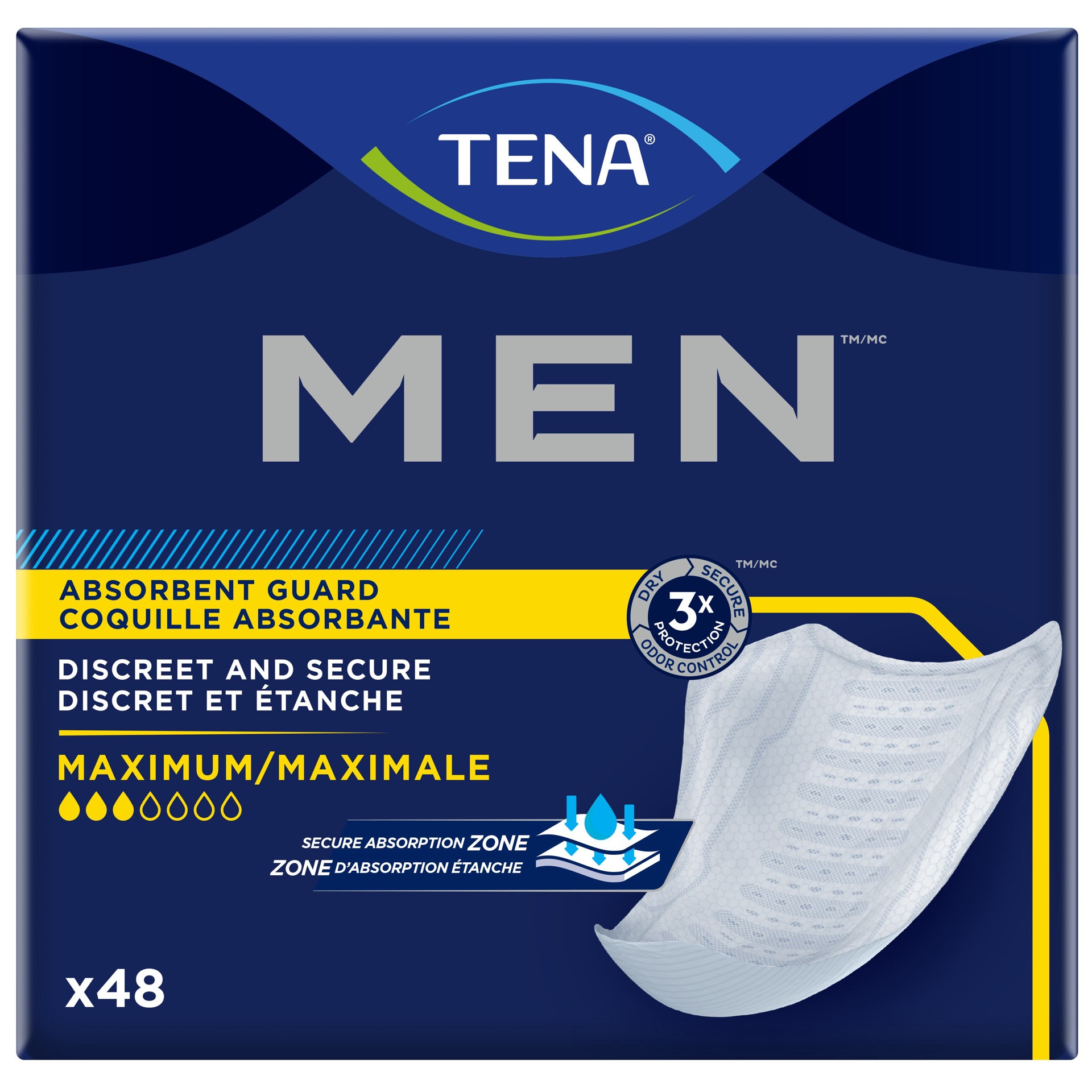 slide 3 of 6, Tena Incontinence Guards for Men, Maximum Absorbency, 48 ct, 48 ct