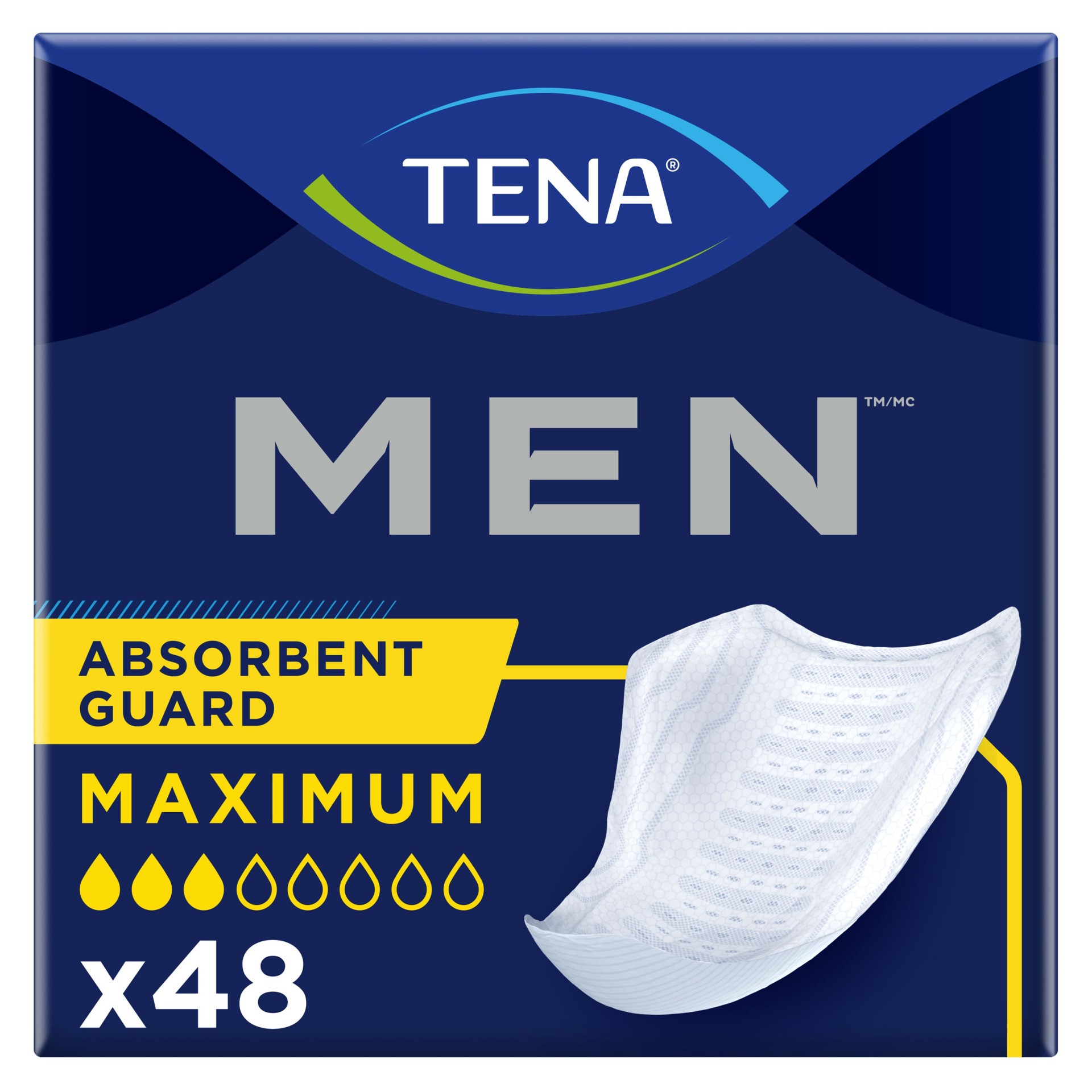 slide 1 of 6, Tena Incontinence Guards for Men, Maximum Absorbency, 48 ct, 48 ct