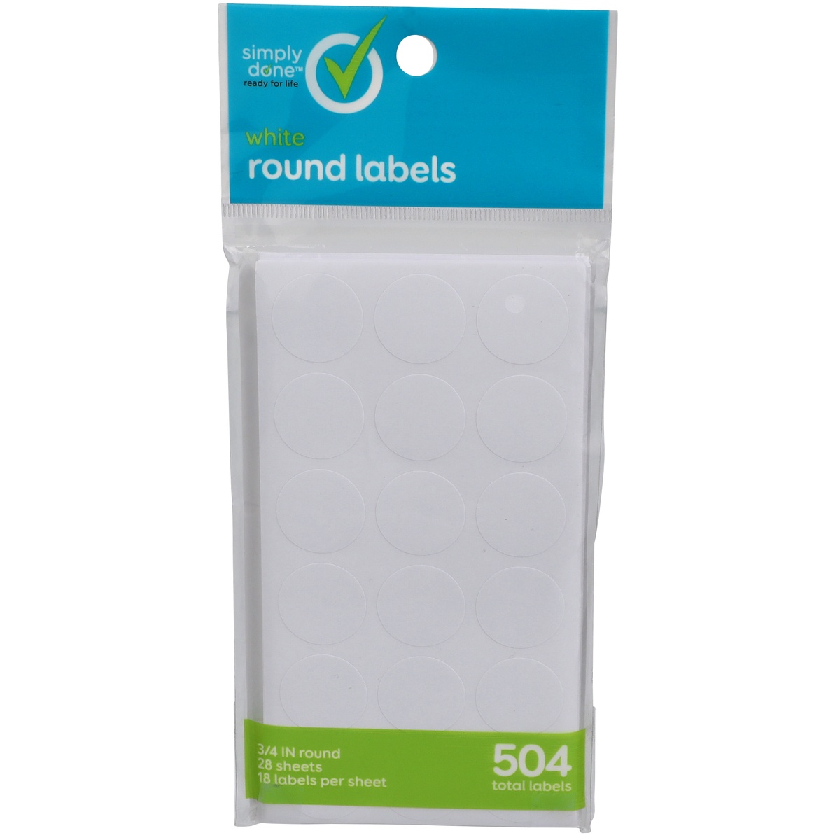 slide 1 of 1, Simply Done White Round Labels, 504 ct