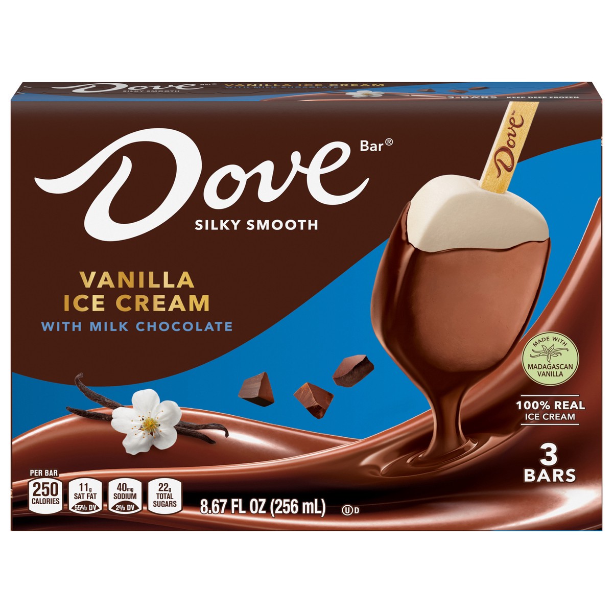 slide 1 of 4, Dove Vanilla Ice Cream Bars Coated With Milk Chocolate - 3 Pack Box, 8.67 fl oz