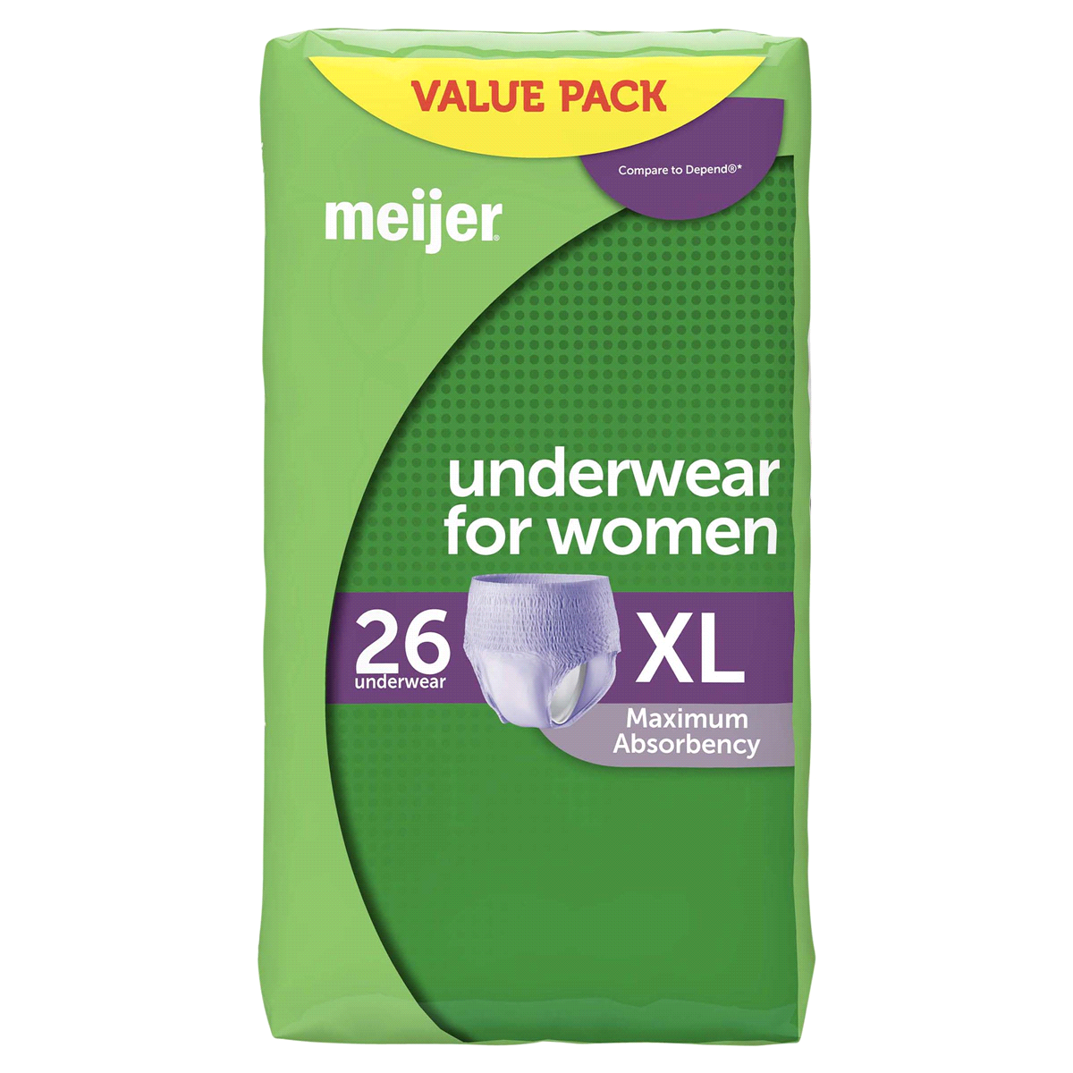 slide 1 of 17, Meijer Underwear for Women, Maximum Absorbency, Light Lavender XL, 26 ct