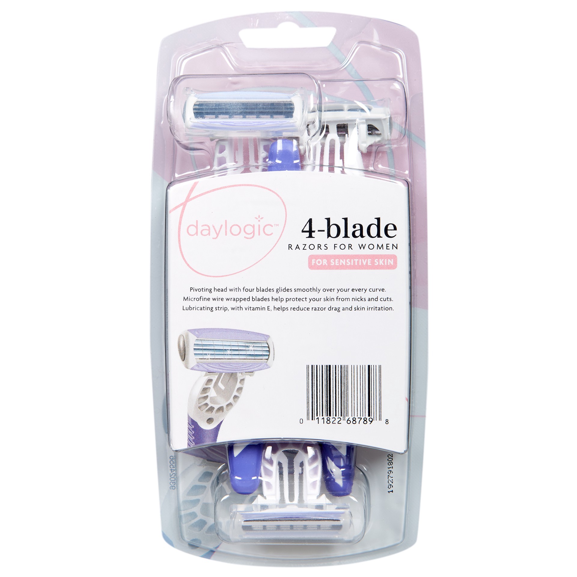 slide 2 of 2, Daylogic 4-Blade Razors for Women, Sensitive Skin, 3 ct