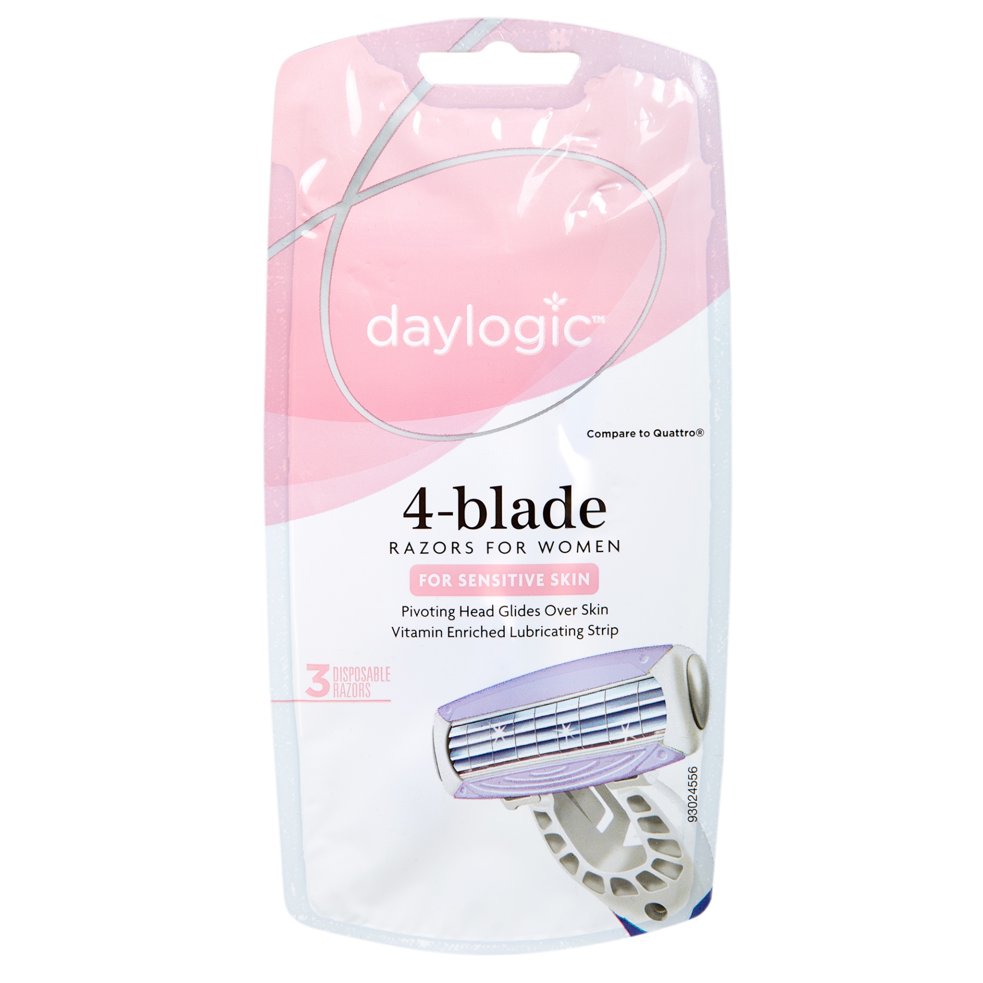 slide 1 of 2, Daylogic 4-Blade Razors for Women, Sensitive Skin, 3 ct