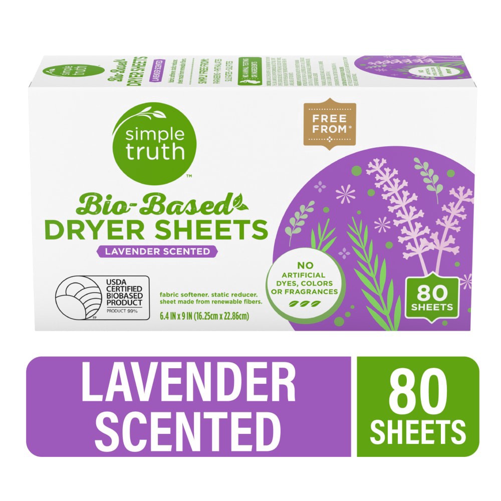 slide 2 of 2, Simple Truth Bio-Based Lavender Scented Dryer Sheets, 80 ct