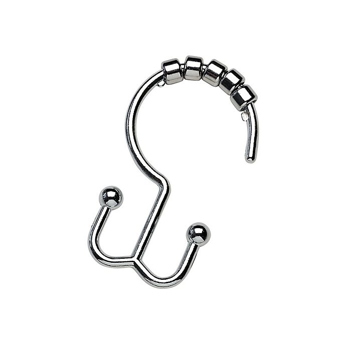 slide 1 of 1, Titan NeverRust Aluminum Double Roller Shower Curtain Hooks - Chrome, 12 ct