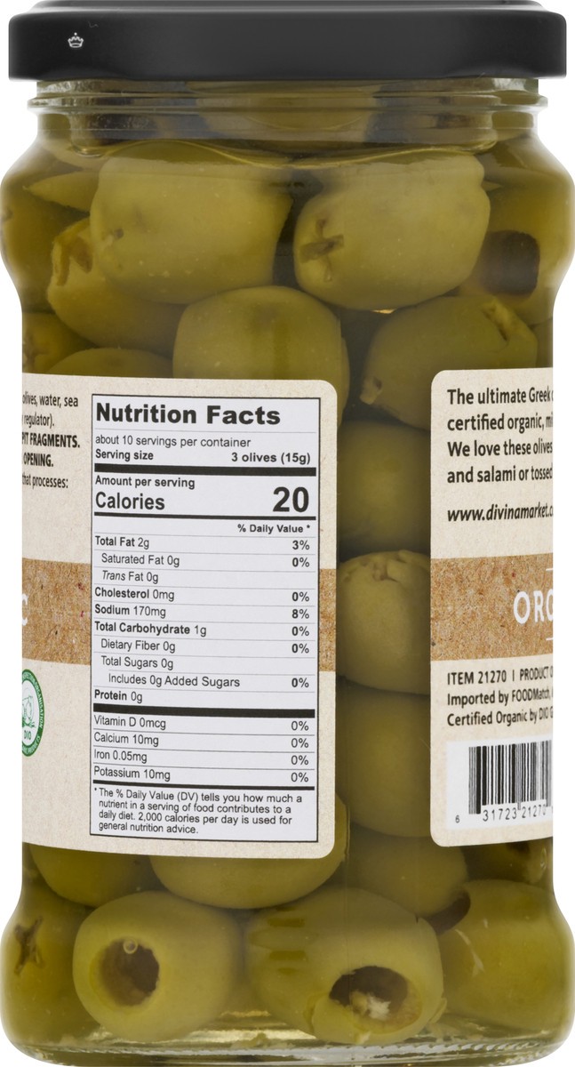 slide 5 of 9, Divina Organic Pitted Green Olives 10.2 oz, 10.2 oz