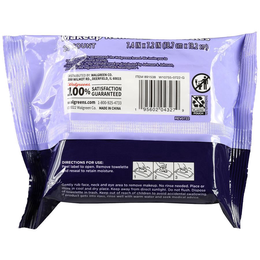 slide 5 of 5, Walgreens Night Calming Makeup Remover Towelettes, 25 ct