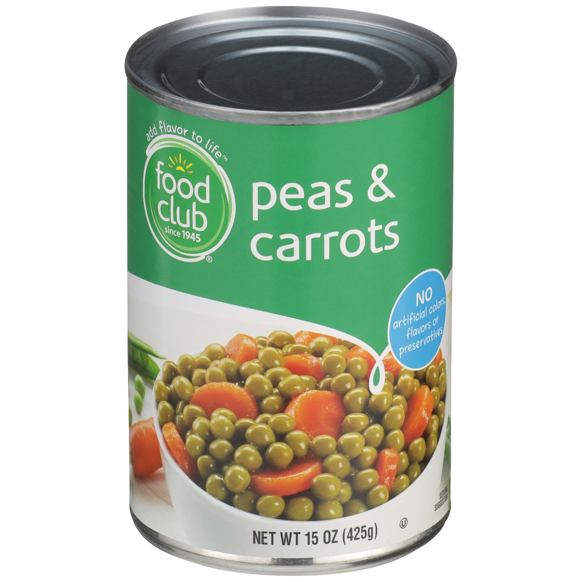 slide 1 of 1, Food Club Peas & Carrots, 15 oz