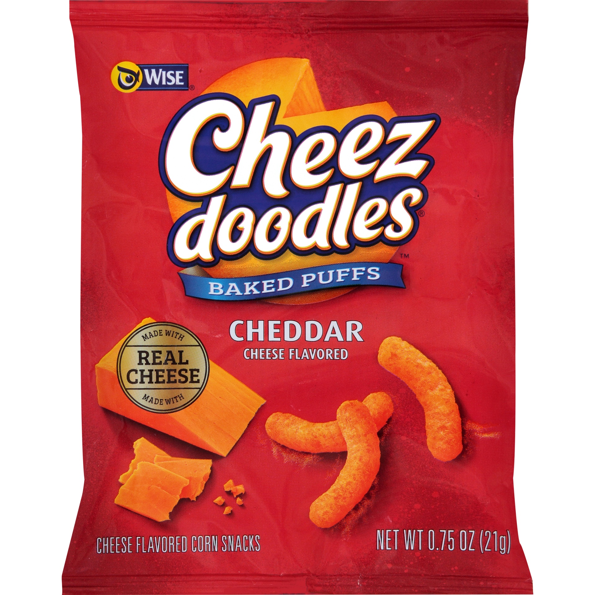 slide 1 of 1, Wise Cheez Doodles Baked Puffs Cheddar, 0.7 oz